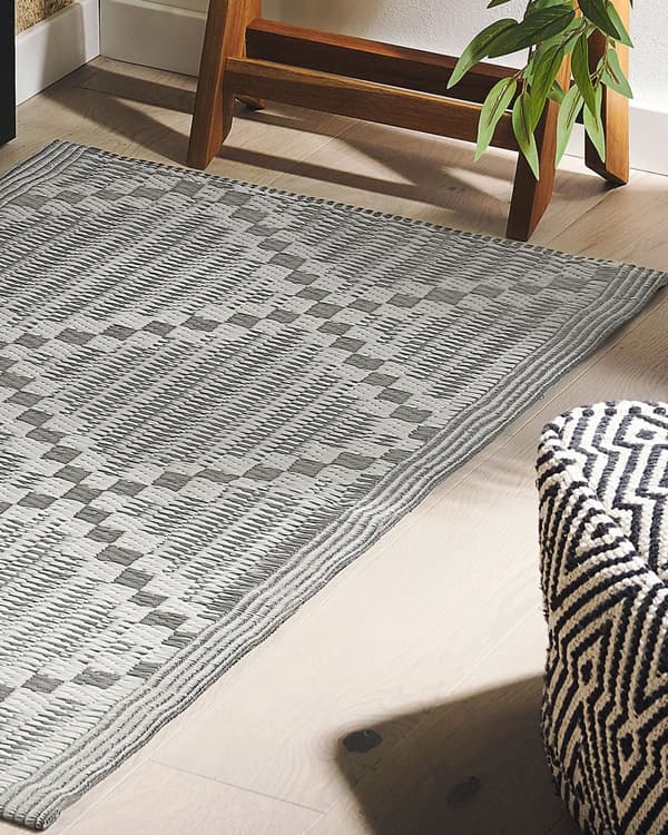 Ulkomatto harmaa 60 x 105 cm geometrinen kuvio patio terassi sisäkäyttö olohuone