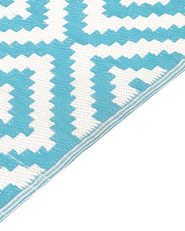 Ulkomatto sininen 120 x 180 cm terassi patio parveke geometrinen kuviollinen ympäristöystävällinen moderni tyyli
