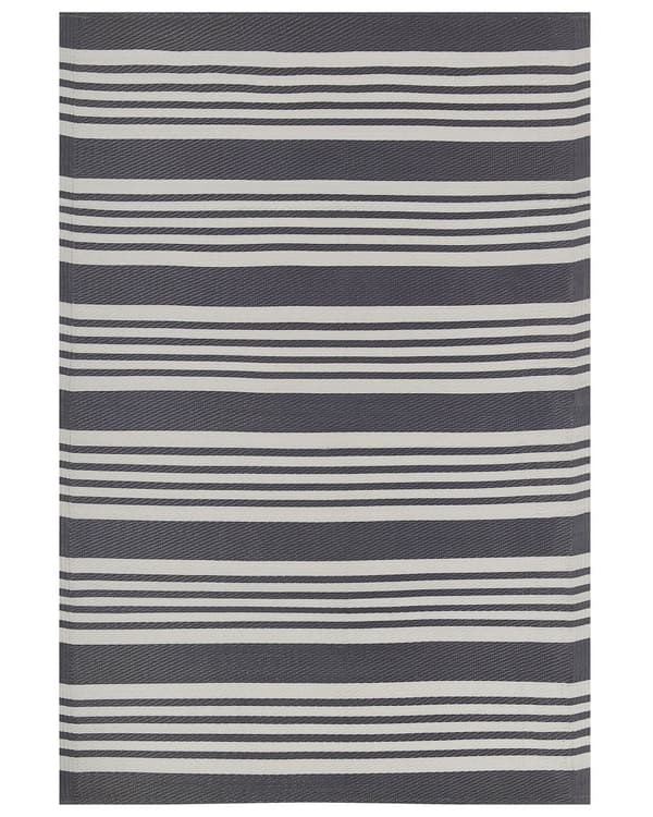 Ulkomatto musta/vaaleanharmaa synteettinen materiaali 120 x 180 cm raidallinen kuviollinen moderni tyyli