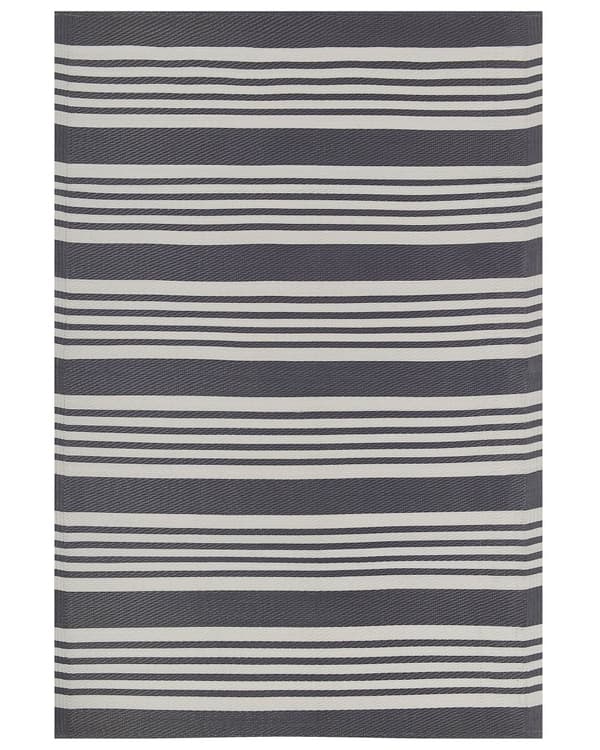 Ulkomatto musta/vaaleanharmaa synteettinen materiaali 120 x 180 cm raidallinen kuviollinen moderni tyyli