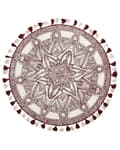 Pikkukuva 1 / 6: Matto kermanvalkoinen punainen puuvilla ⌀ 120 cm itämainen kuvio käsintehty tupsut boho tyyli