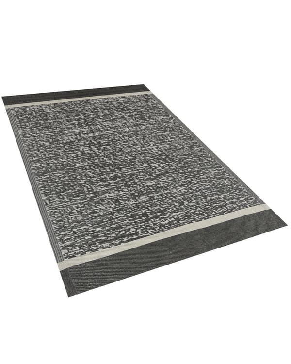 Utomhusmatta 120 x 180 cm i Svart och Vit Färg av Syntetiskt Material Miljövänlig i Modern och Minimalistisk Stil