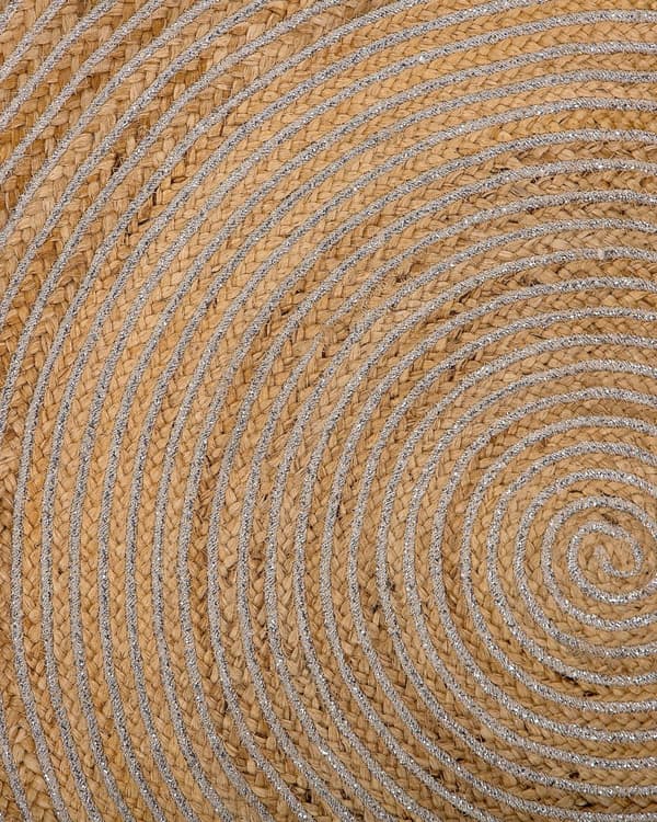 Matto beige juutti ⌀ 140 cm punottu pyöreä boho rustiikkinen tyyli