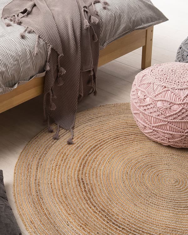 Matto beige juutti ⌀ 140 cm punottu pyöreä boho rustiikkinen tyyli