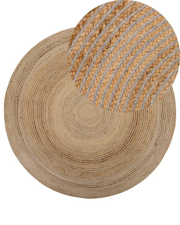 Matto beige juutti ⌀ 140 cm punottu pyöreä boho rustiikkinen tyyli
