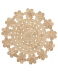 Pikkukuva 4 / 6: Matto beige juutti ⌀ 120 cm punottu pyöreä geometrinen kuvio lattialämmitykseen boho tyyli