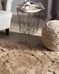 Pikkukuva 2 / 6: Matto beige juutti ⌀ 120 cm punottu pyöreä geometrinen kuvio lattialämmitykseen boho tyyli