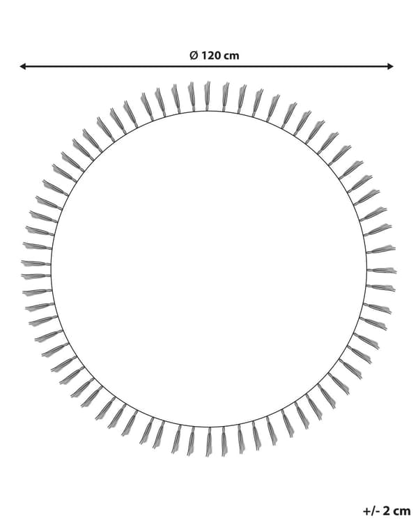 Matto kermanvalkoinen punainen puuvilla ⌀ 120 cm käsintehty hapsut itämainen kuvio boho tyyli
