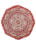 Pikkukuva 4 / 6: Matto kermanvalkoinen punainen puuvilla ⌀ 120 cm käsintehty hapsut itämainen kuvio boho tyyli