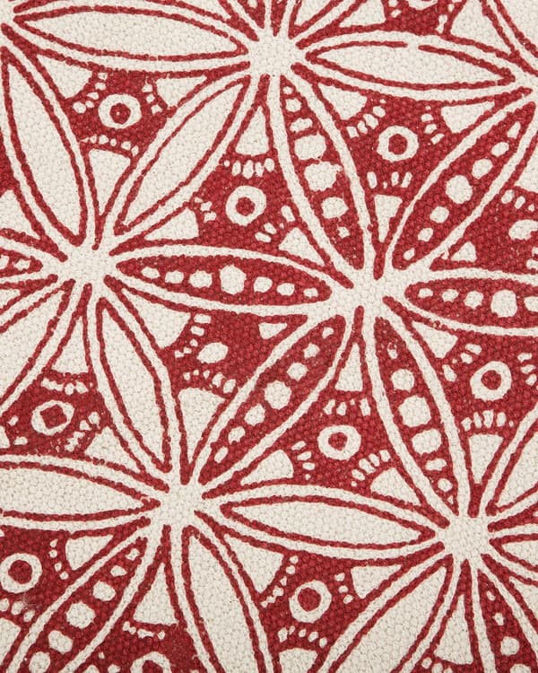 Matto kermanvalkoinen punainen puuvilla ⌀ 120 cm käsintehty hapsut itämainen kuvio boho tyyli