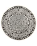 Pikkukuva 4 / 6: Matto kermanvalkoinen musta puuvilla ⌀ 120 cm itämainen kuvio käsintehty pyöreä boho tyyli