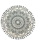 Pikkukuva 4 / 6: Matto kermanvalkoinen vihreä puuvilla ⌀ 120 cm käsintehty itämainen kuvio tupsuilla boho tyyli