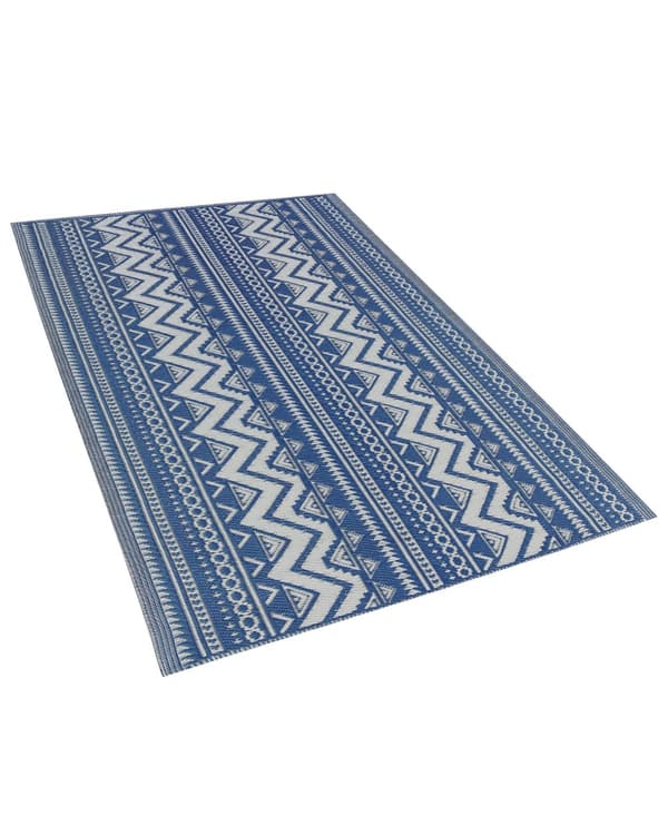 Skandinavisk Utomhusmatta 120 x 180 cm av Syntetiskt Material i Blå Färg Miljövänlig i Modern Stil