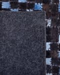 Miniatyrbillede 5 af 6: Rektangulært Tæppe Brunt og Blåt Læder Patchwork Mønster 160 x 230 cm Boho Rustik Stil til Stuen