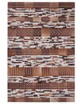 Miniatyrbillede 4 af 6: Tæppe Brunt Læder Patchwork Stribede 160 x 230 cm
