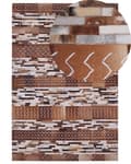Miniatyrbillede 1 af 6: Tæppe Brunt Læder Patchwork Stribede 160 x 230 cm