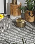 Miniatyrbillede 2 af 6: Udendørs tæppe grå syntetisk materiale tilbehør til balkonen rektangulær måtte 120 x 180 cm geometrisk mønster med bølger