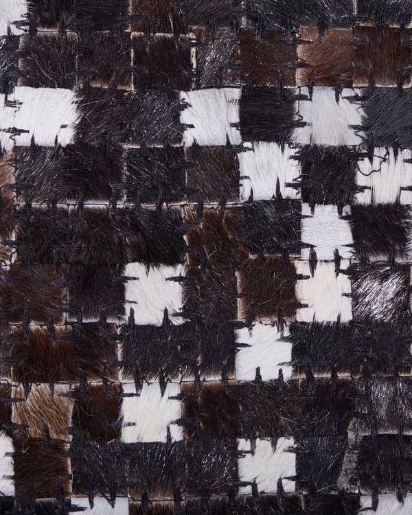 Gulvtæppe Brun og Sølv Læder 140 x 200 cm Geometrisk Patchwork Koskind Ternet Mønster Stjernehimmel Effekt i Rustik stil Stue og Soveværelse
