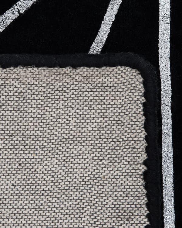 Sort tæppe med sølv geometrisk mønster viskose med bomuld 140 x 200 cm tæppe til soveværelse stue moderne glamour stil