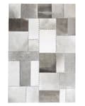 Miniatyrbillede 4 af 6: Gulvtæppe Brun Grå Læder Filt 140 x 200 cm Dekorativ Løs Lædertæppe Håndlavet Patchwork Ternet Mønster Koskind Fladvævet til under Sofabord