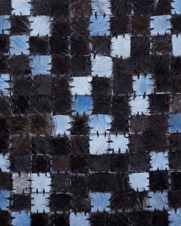 Rektangulært Tæppe Brunt og Blåt Læder Patchwork Mønster 140 x 200 cm Boho Rustik stil til Stuen