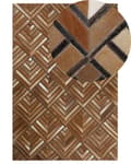 Miniatyrbillede 1 af 6: Tæppe Brunt Læder Patchwork Geometrisk Mønster 160 x 230 cm