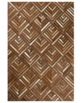 Miniatyrbillede 4 af 6: Tæppe Brunt Læder Patchwork diamant geometrisk mønster 140 x 200 cm