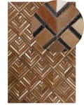 Miniatyrbillede 1 af 6: Tæppe Brunt Læder Patchwork diamant geometrisk mønster 140 x 200 cm