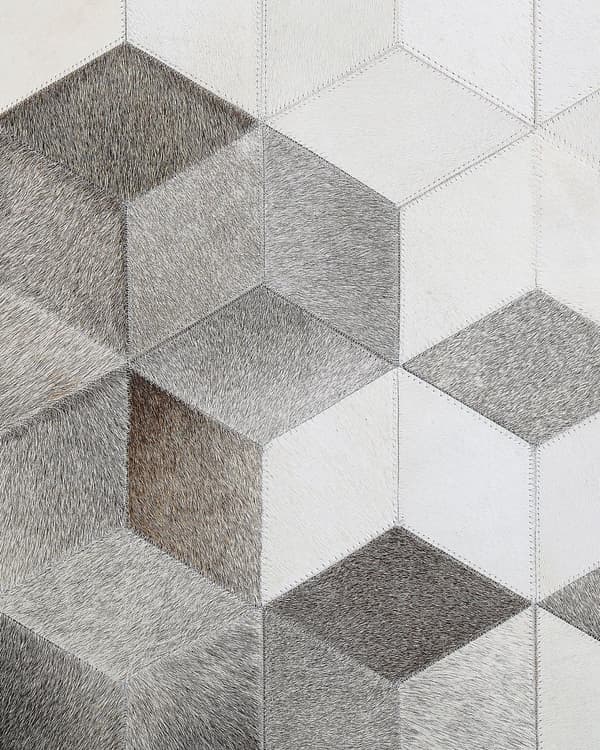 Tæppe Grå Læder geometrisk patchwork mønster 140 x 200 cm