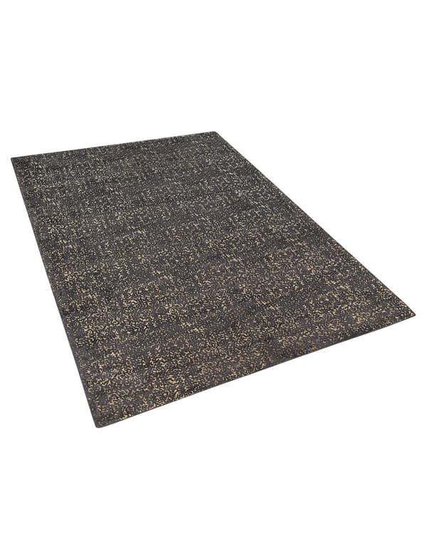 Gulvtæppe Grå og Guld Viskose 160 x 230 cm Dekorativ Håndvævet Blød Tæppe til Stue Soveværelse Entré under Sofabord Design til Pigeværelse