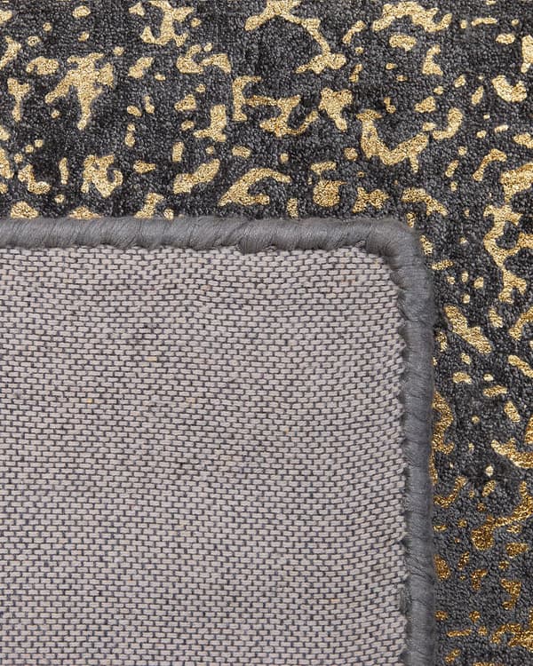 Gulvtæppe Grå og Guld Viskose 160 x 230 cm Dekorativ Håndvævet Blød Tæppe til Stue Soveværelse Entré under Sofabord Design til Pigeværelse