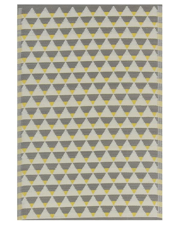 Udendørs Tæppe Grå-Gul Syntetisk Materiale Tilbehør til Altanen Rektangulær Måtte 120 x 180 cm Trekanter Mønster