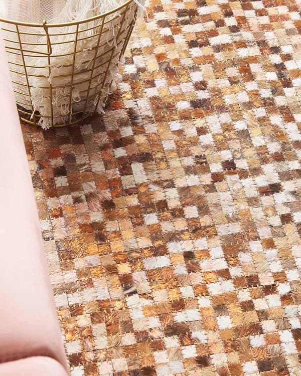 Tæppe brun okselæder 160 x 230 cm patchwork firkanter boho stil