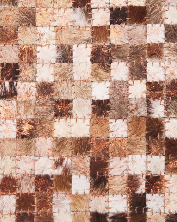 Tæppe brun okselæder 160 x 230 cm patchwork firkanter boho stil