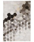 Miniatyrbild 5 av 7: Koskinnsmatta Grå Hår på Läder Geometriskt Patchwork Mönster