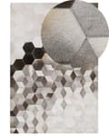 Miniatyrbild 1 av 7: Koskinnsmatta Grå Hår på Läder Geometriskt Patchwork Mönster