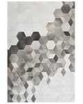 Miniatyrbild 4 av 6: Koskinnsmatta Grå Hår på Läder Geometriskt Patchwork Mönster 140 x 200 cm