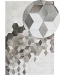 Miniatyrbild 1 av 6: Koskinnsmatta Grå Hår på Läder Geometriskt Patchwork Mönster 140 x 200 cm