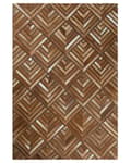 Pikkukuva 4 / 6: Matto ruskea lehmännahka 160 x 230 cm käsintehty geometrinen tilkkukuvio retro tyyli