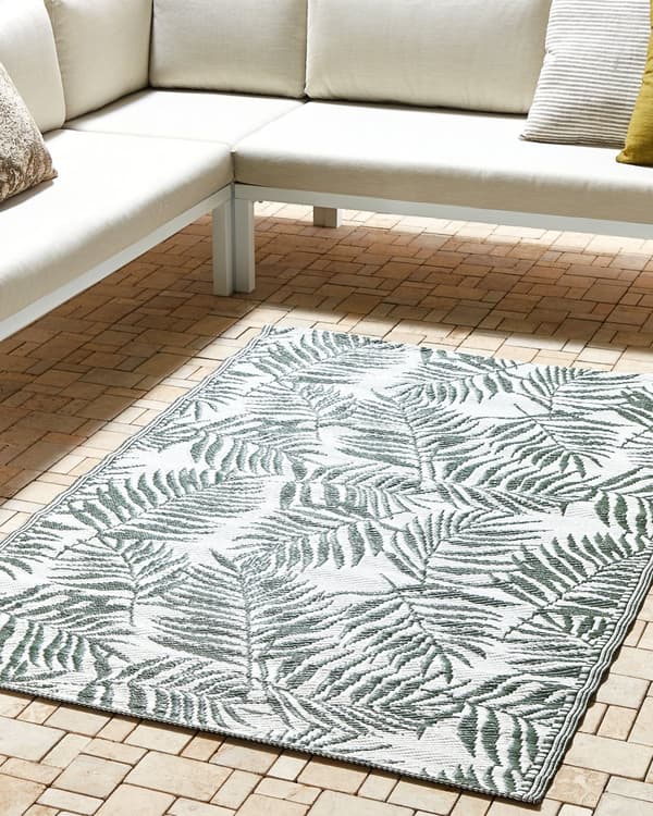 Udendørs Tæppe Mørkegrøn 120 x 180 cm Palmeblade Plantemotiv Altan Terrasse