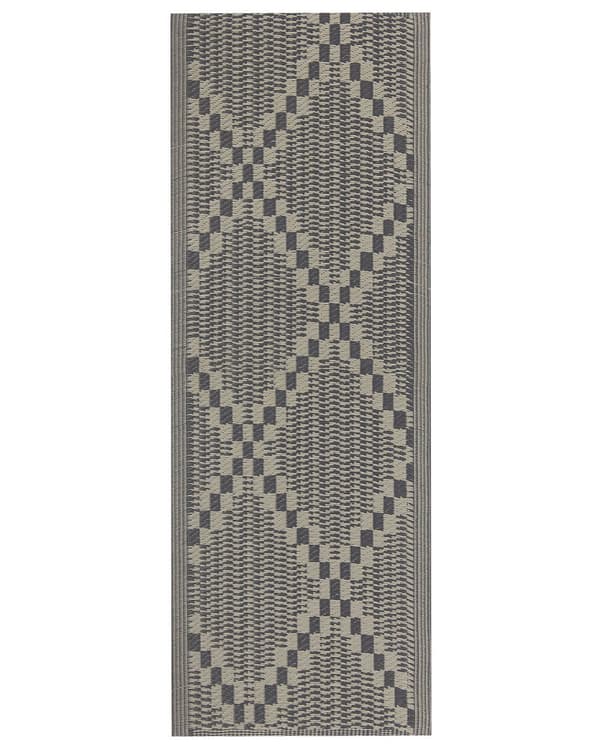 Utomhusmatta 60 x 105 cm Vävd i Grå och Beige Färg till Terrass Inomhus Vardagsrum