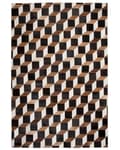 Miniatyrbillede 4 af 6: Tæppe Brunt Læder 140 x 200 cm Moderne Patchwork Koskind 3D-mønster Håndlavet rektangulært tæppe