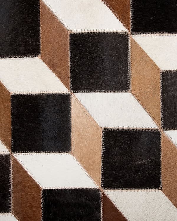 Tæppe Brunt Læder 140 x 200 cm Moderne Patchwork Koskind 3D-mønster Håndlavet rektangulært tæppe
