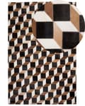 Miniatyrbillede 1 af 6: Tæppe Brunt Læder 140 x 200 cm Moderne Patchwork Koskind 3D-mønster Håndlavet rektangulært tæppe