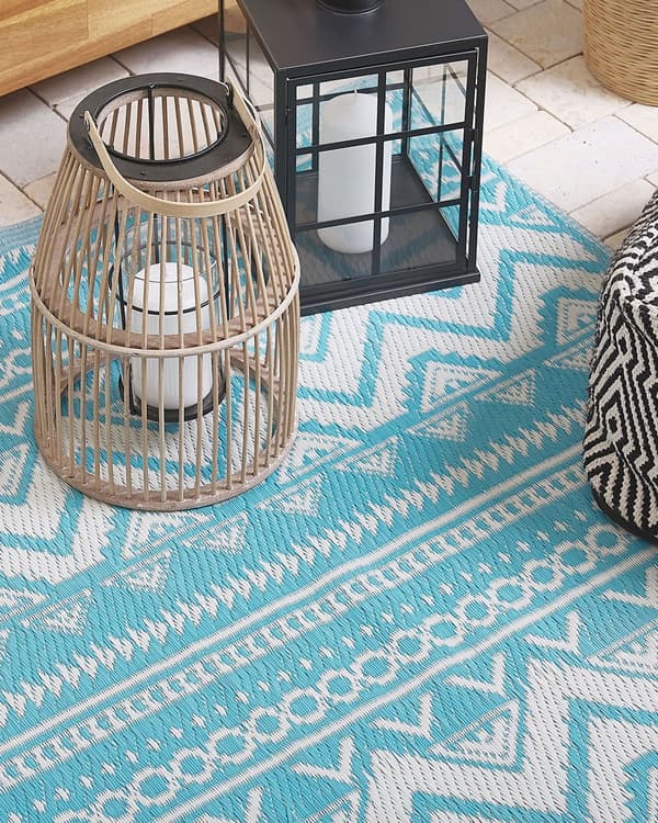 Ulkomatto turkoosi synteettinen 120 x 180 cm ympäristöystävällinen skandinaavi moderni minimalistinen