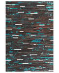 Miniatyrbild 4 av 6: Matta Brun och Blå Koskinn Läder 140 x 200 cm Patchwork Randig Yta