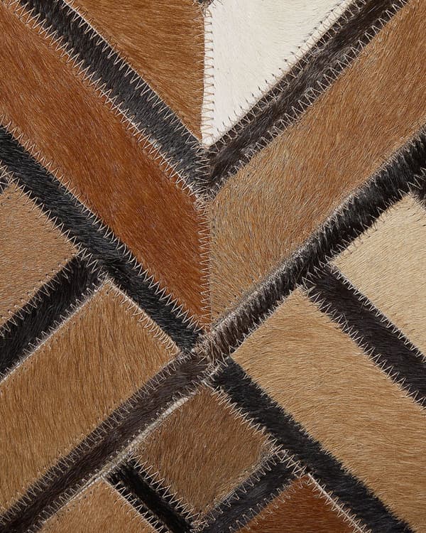 Kohudsmatta Brun Skinn Patchwork Diamant Geometriskt Mönster 140 x 200 cm