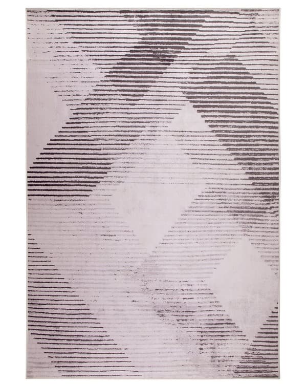 Lyserødt Tæppe 140 x 200 cm Mønster Sort Geometrisk korthår