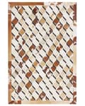 Miniatyrbild 5 av 7: Matta Brun Koskinn Läder Lappmönster Geometrisk Diamantmönster 140 x 200 cm Modern Lantlig