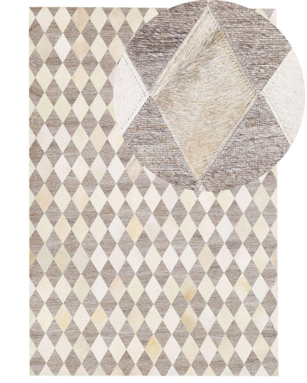 Matta 160 x 230 cm läder beige/brun SESLICE